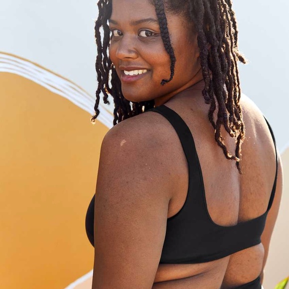 aerie Swim Aerie Wide Strap Black Scoop Bikini Top Poshmark